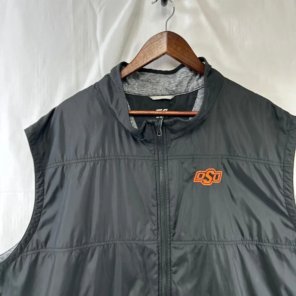 Oklahoma State Cowboys Cutter & Buck Vest Mens 4XB Black Gray CB DryTec Full Zip